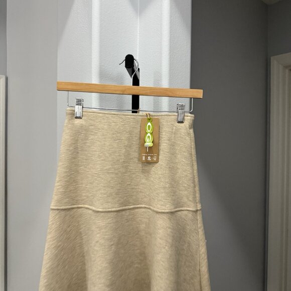 OGL Cashsoft Wool Like Flared Maxi Heather Oatmeal Beige Womens Size XS NWT - Picture 3 of 9